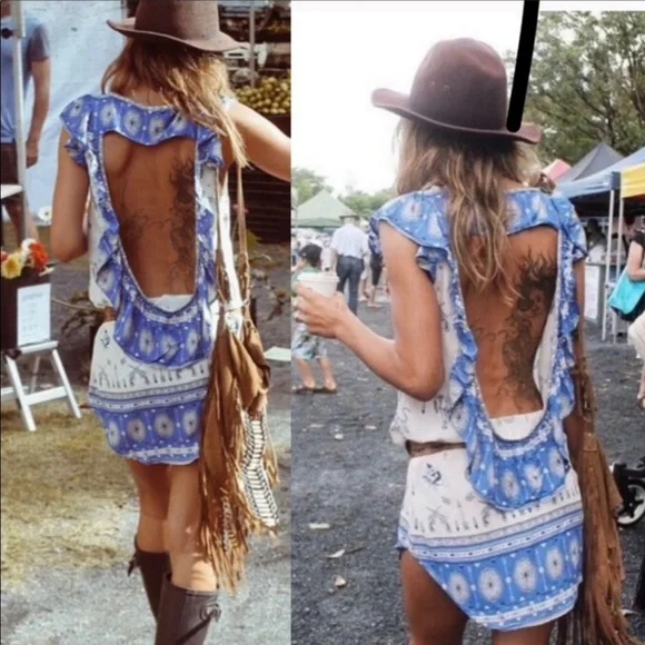 Spell coyote backless shift dress